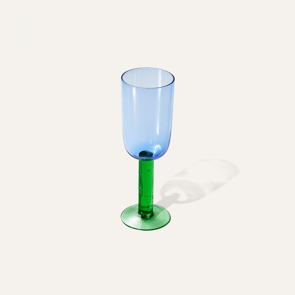 vintage wine glass blue&green L