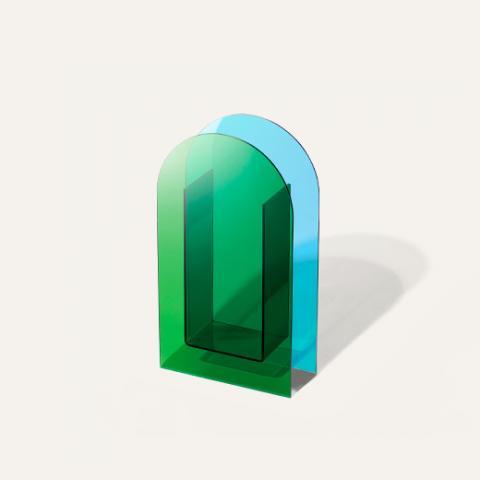 acrylic geometric vase blue&green
