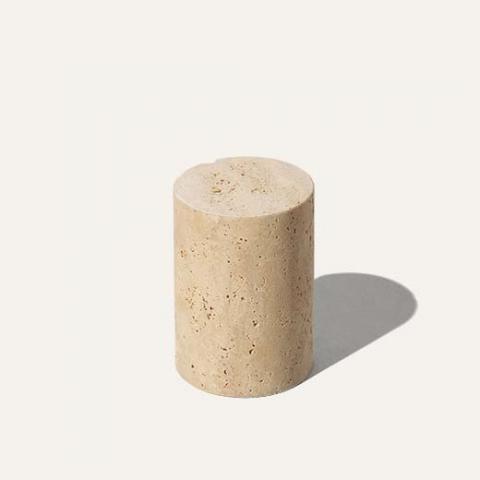 travertine cylinder bookends