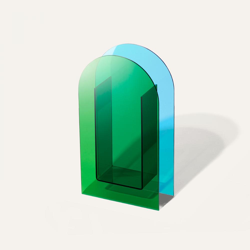 acrylic geometric vase blue&green
