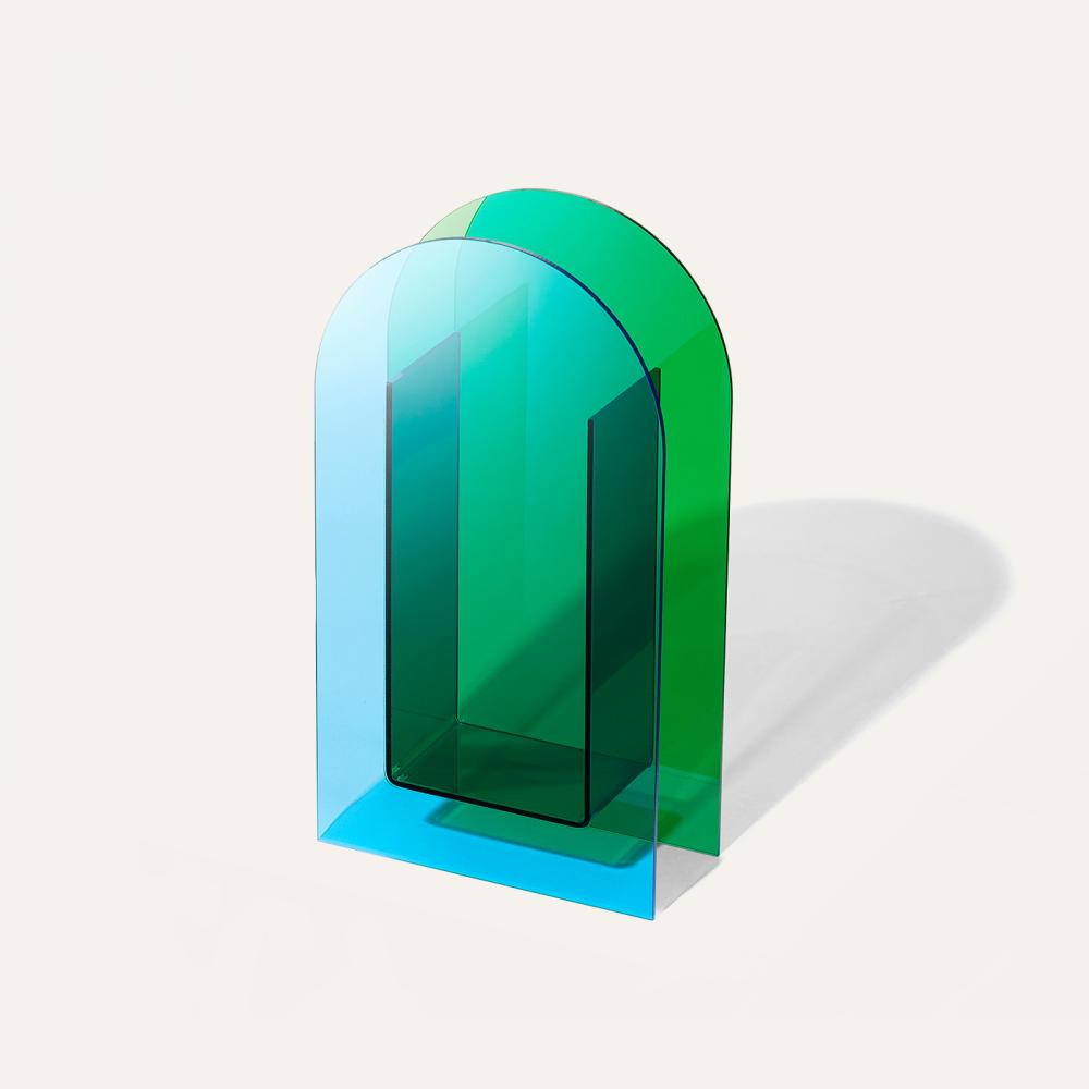 acrylic geometric vase blue&green