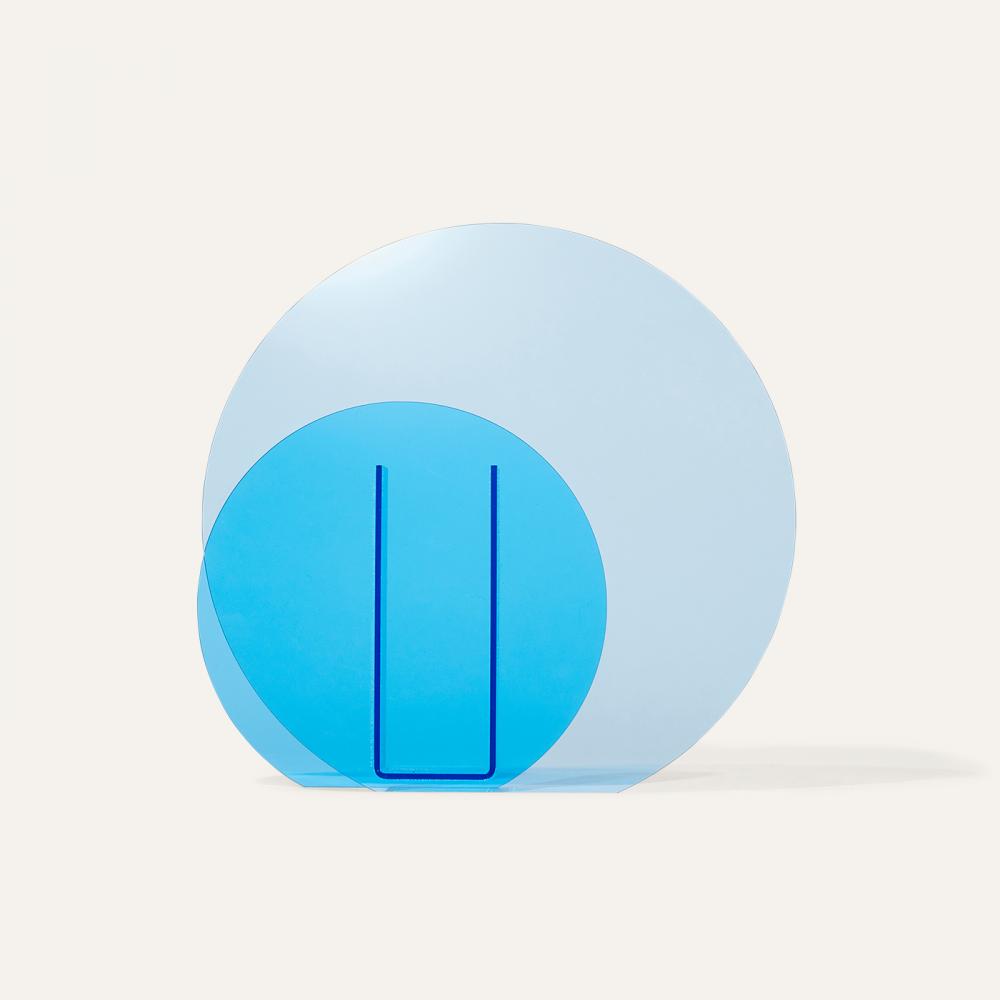 acrylic double circle vase blue