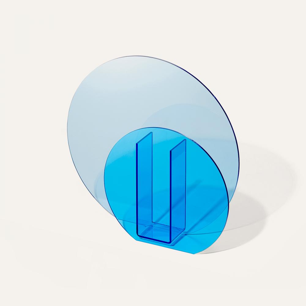 acrylic double circle vase blue